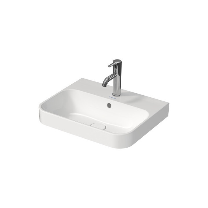 Umywalka stawiana na blat Duravit Happy D.2, 50x40xm, przelew, 1 otwór na baterię, zawór Push-Open, biała