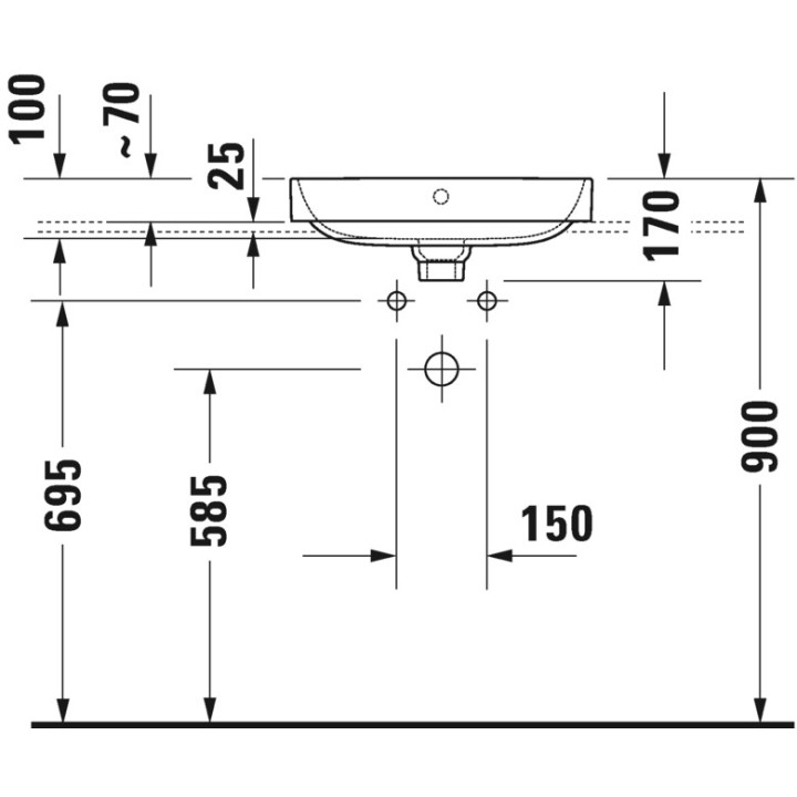 Umywalka stawiana na blat Duravit Happy D.2, 50x40xm, przelew, 1 otwór na baterię, zawór Push-Open, biała