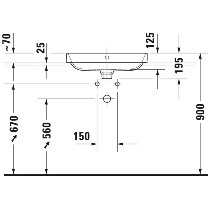 Umywalka stawiana na blat Duravit Happy D.2, 50x40xm, przelew, 1 otwór na baterię, zawór Push-Open, biała