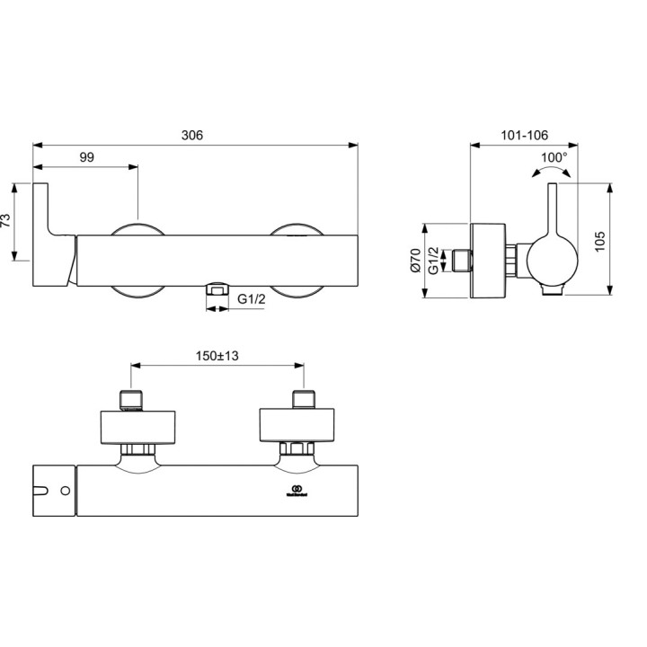 Bateria natryskowa Ideal Standard Melange 