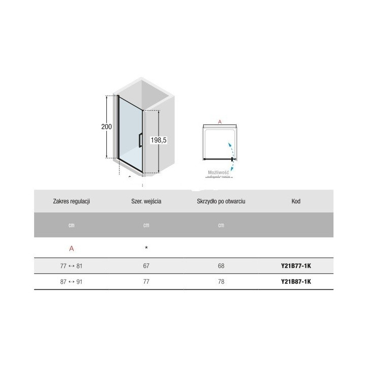 Drzwi prysznicowe do wnęki  Novellini Young 2.0 B1- sanitbuy.pl