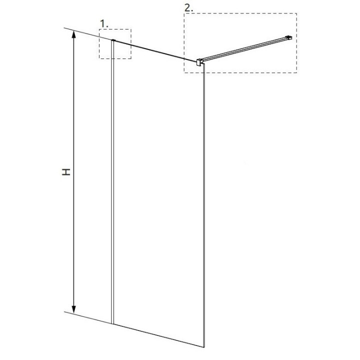 Kabina prysznicowa Walk-In Radaway Modo New Black II Factory 50, szkło przejrzyste, wys. 200cm, profil czarny- sanitbuy.pl