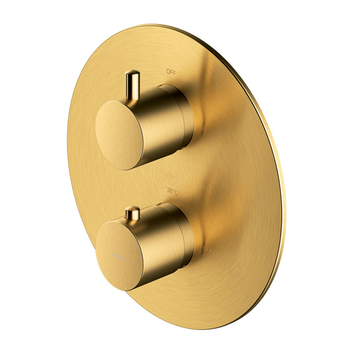 Termostatyczna bateria prysznicowo-wannowa Omnires Y, podtynkowa, złoty szczotkowany