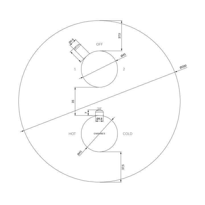 Termostatyczna bateria prysznicowo-wannowa Omnires Y, podtynkowa, złoty szczotkowany