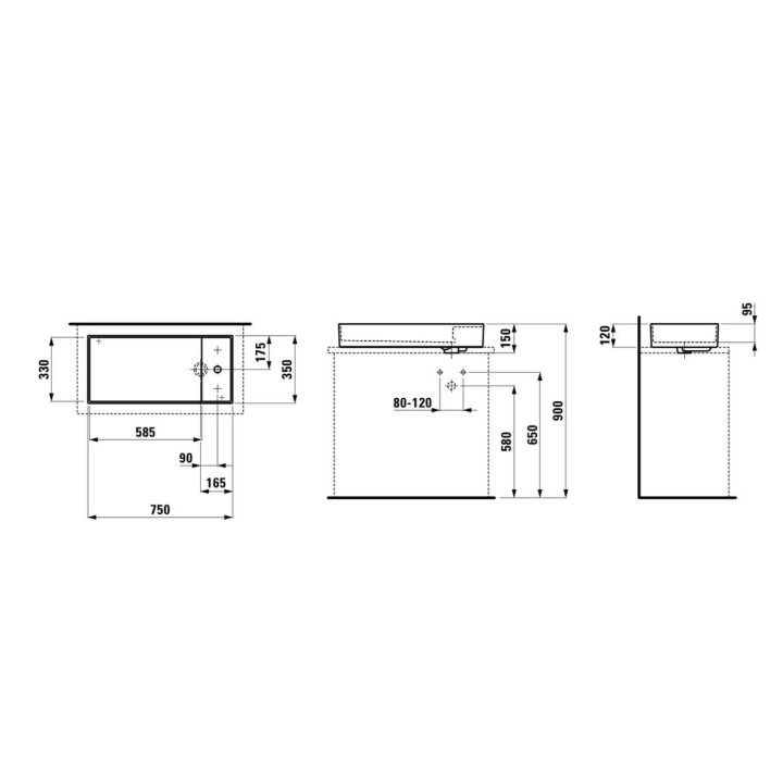 Umywalka Kartell by Laufen 75x35 cm - bez otworu na baterię