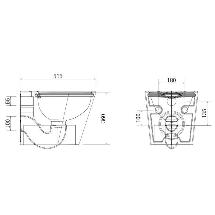 Miska wisząca WC Omnires Tampa, 52x36cm, bezkołnierzowa, z deską wolnoopadającą, biały połysk