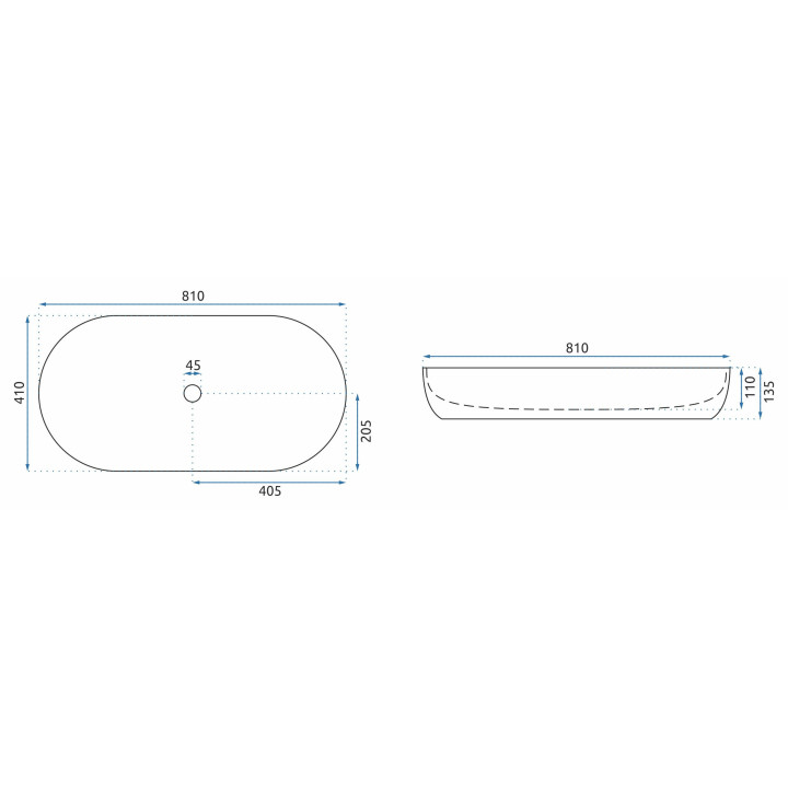 Umywalka nablatowa Rea Cleo, 81x41cm, bez przelewu, śnieżnobiały