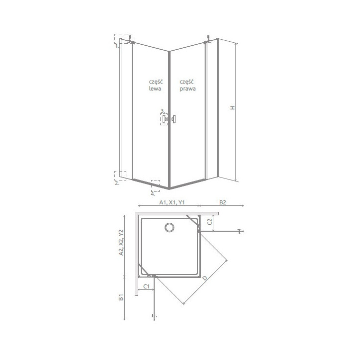 Kabina prysznicowa Radaway Modo X I 120, przejrzysta, 1180x2000mm