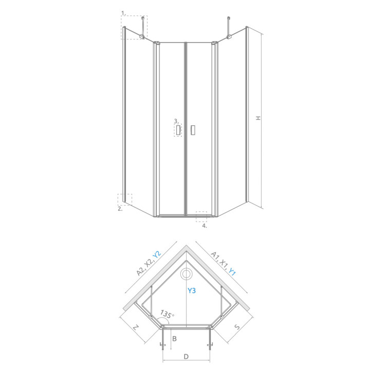 Kabina prysznicowa symetryczna Radaway Nes Black PTJ 80x80cm, drzwi lewe, szkło przejrzyste, profil chrom