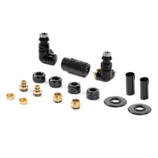 Zestaw zintegrowany termostatyczny kątowy Terma Twins All In One, prawy - czarny mat