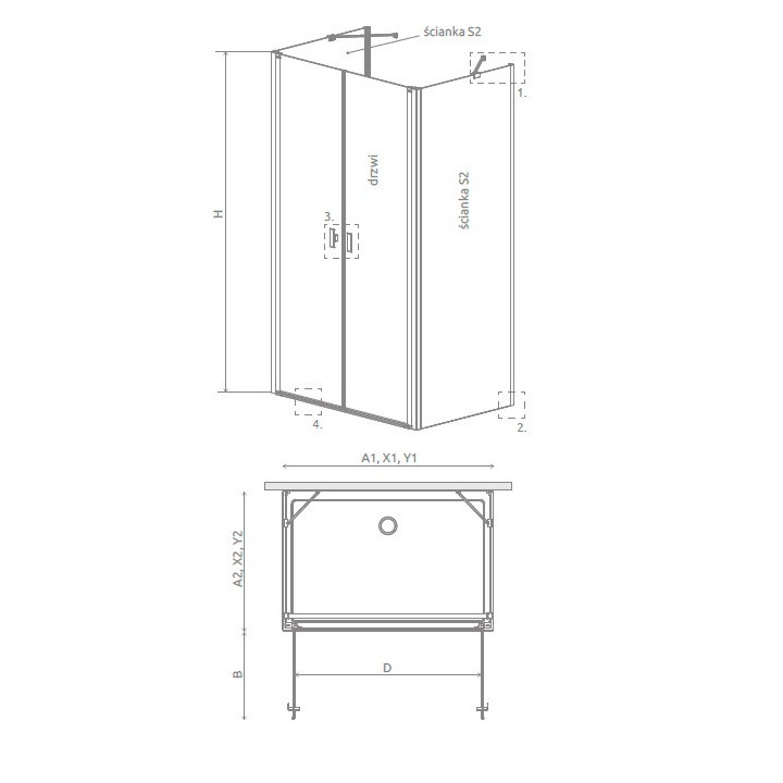Drzwi prysznicowe Radaway Nes KDS II 120, lewe, 1200x2000mm, srebrny profil