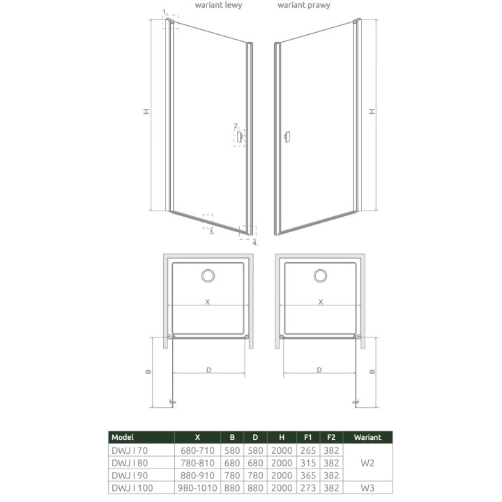 Front do kabiny prysznicowej Radaway Nes 8 Black KDS I 140,  drzwi lewe, szkło przejrzyste, 1400x2000mm, czarny profil