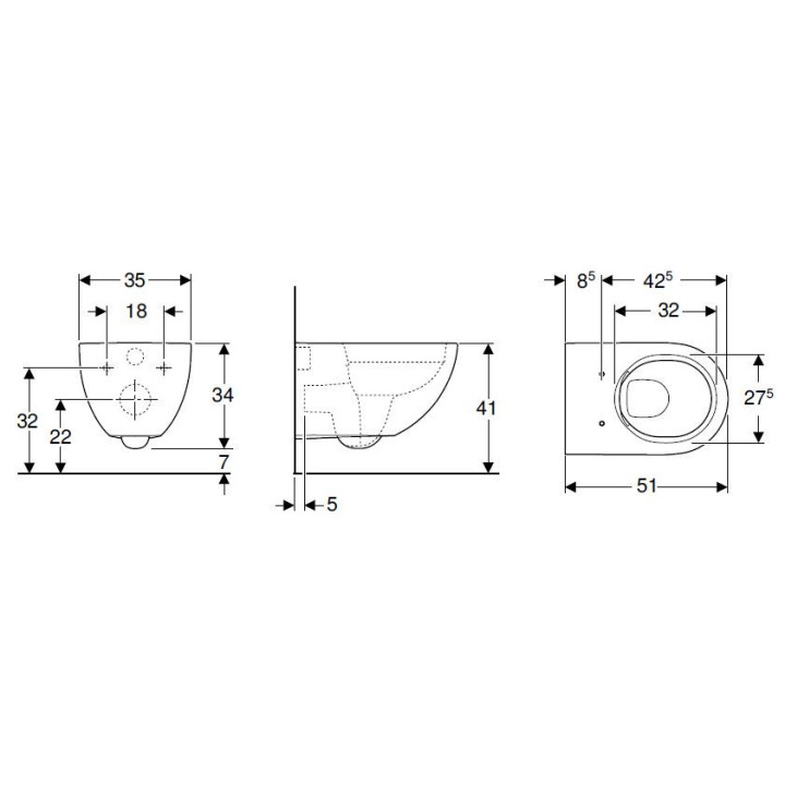 Miska ustępowa Geberit Citterio wisząca 56x36 cm, z powłoką keratec - biała