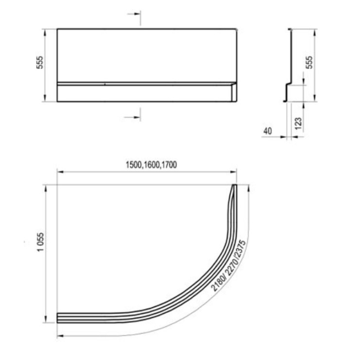 Obudowa panel przedni dla wanny Ravak Rosa II prawa, 170x105cm, biały