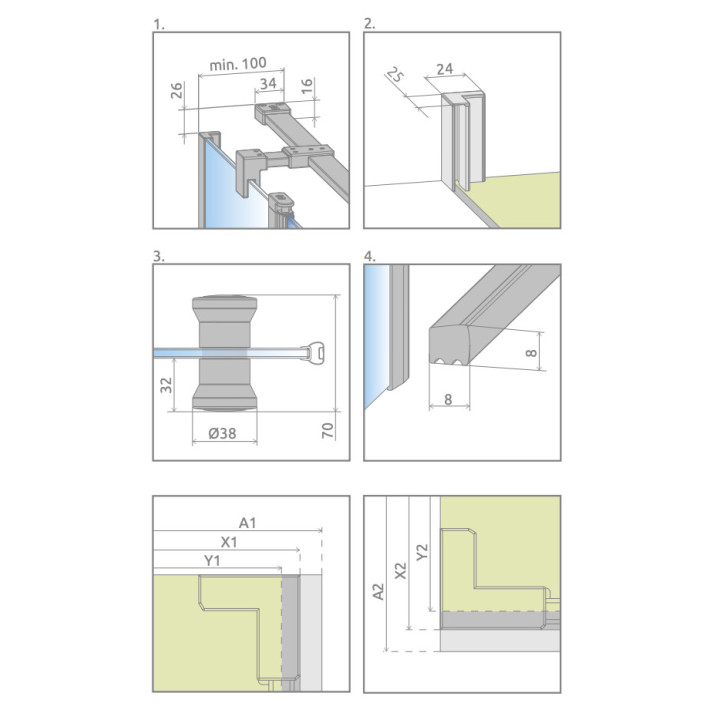 Ścianka boczna S2 90 Radaway Nes Black KDS II, przejrzysta, 900x2000mm, profil czarny