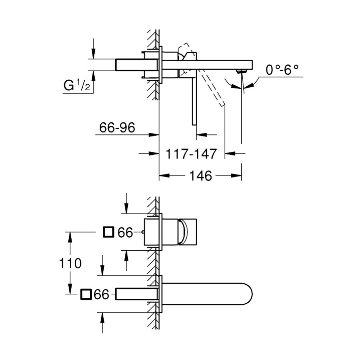 Bateria umywalkowa 2-otworowa Grohe Plus, podtynkowa, chrom