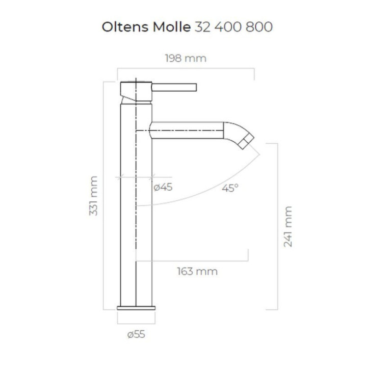 Bateria umywalkowa Oltens Molle, stojąca, wysokość 331mm, złoty