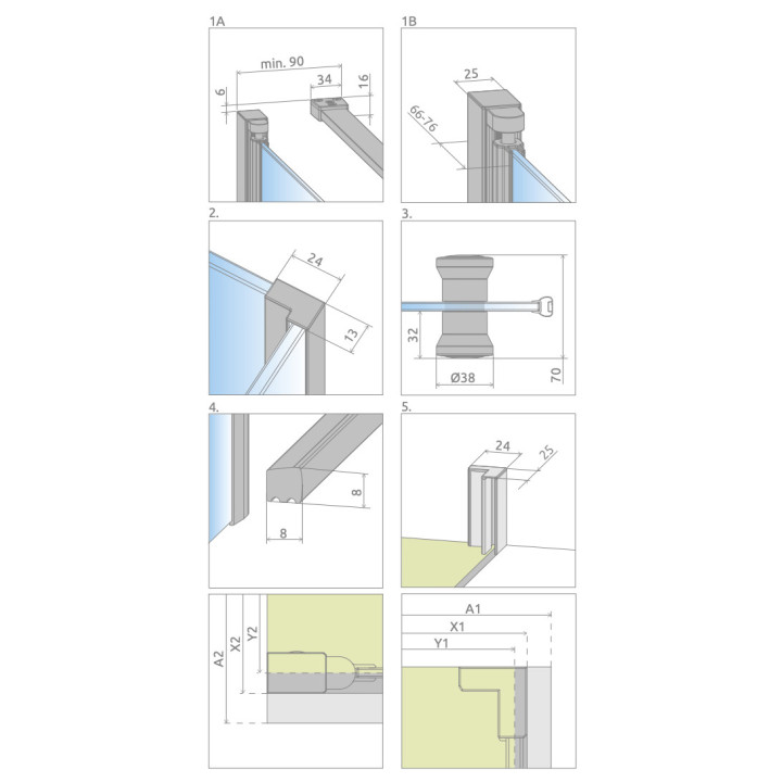 Drzwi prysznicowe Radaway Nes Black KDS II 120, lewe, 1200x2000mm, profil czarny
