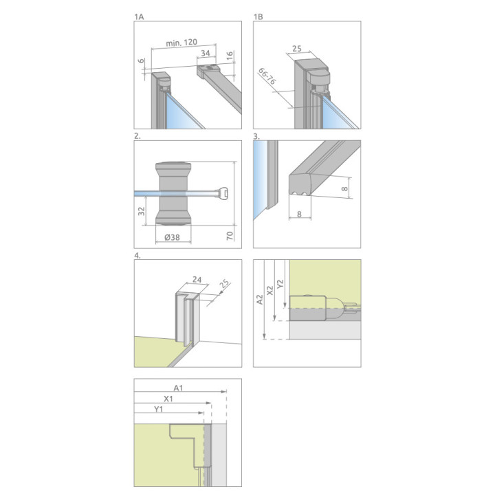 Drzwi kabiny prysznicowej Radaway Eos KDS II, lewe, 120cm, szkło przejrzyste, profil chrom