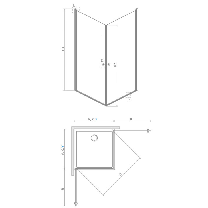 Kabiny prysznicowa Radaway Eos KDJ B, prawa, 90x90cm, szkło przejrzyste, profil chrom