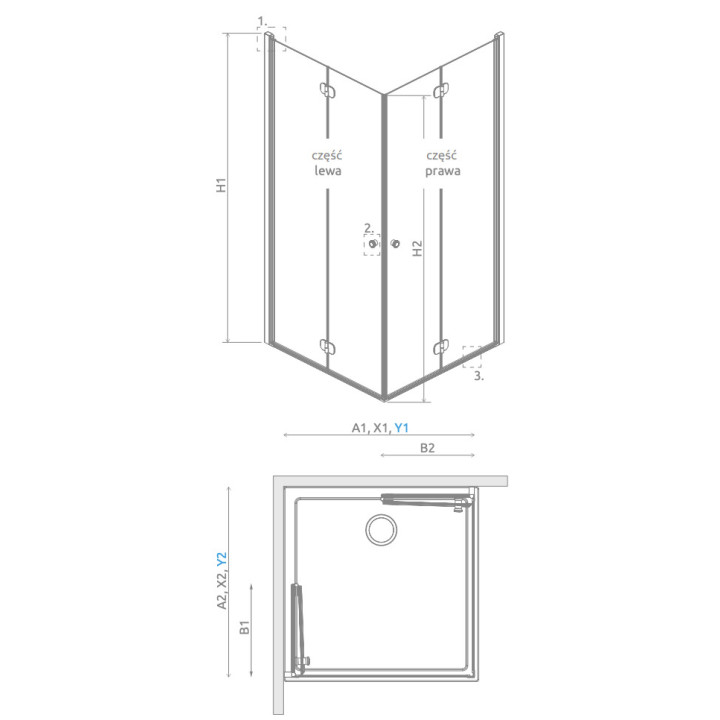 Kabiny prysznicowa Radaway Eos KDJ B, lewa, 80x80cm, szkło przejrzyste, profil chrom