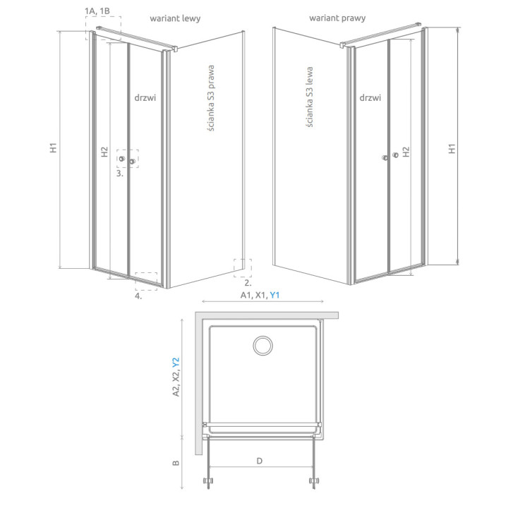 Ścianka boczna S2 70 Radaway Eos KDS II, przejrzysta, 700x1970mm, profil chrom