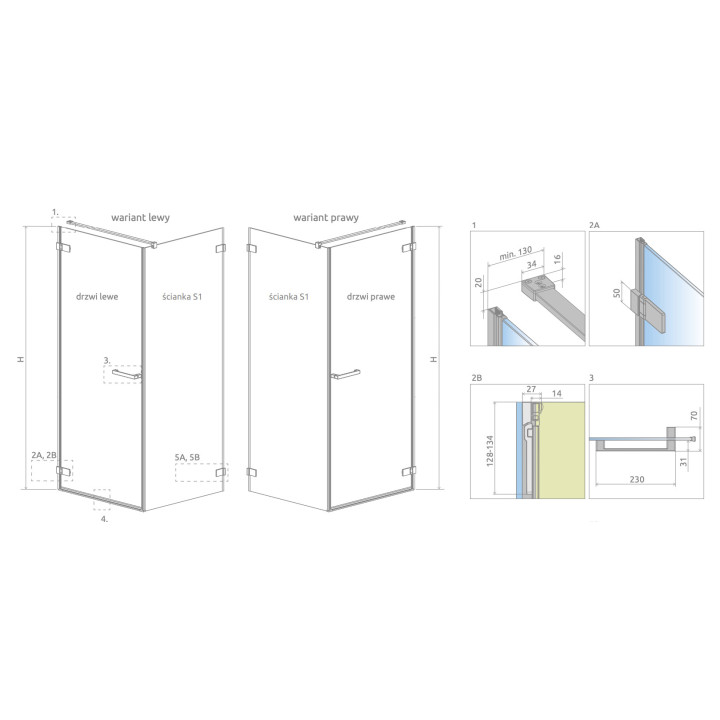 Drzwi kabiny prysznicowej Radaway Eos DWD+2S, 120cm, dwuskrzydłowe, szkło przejrzyste, profil chrom
