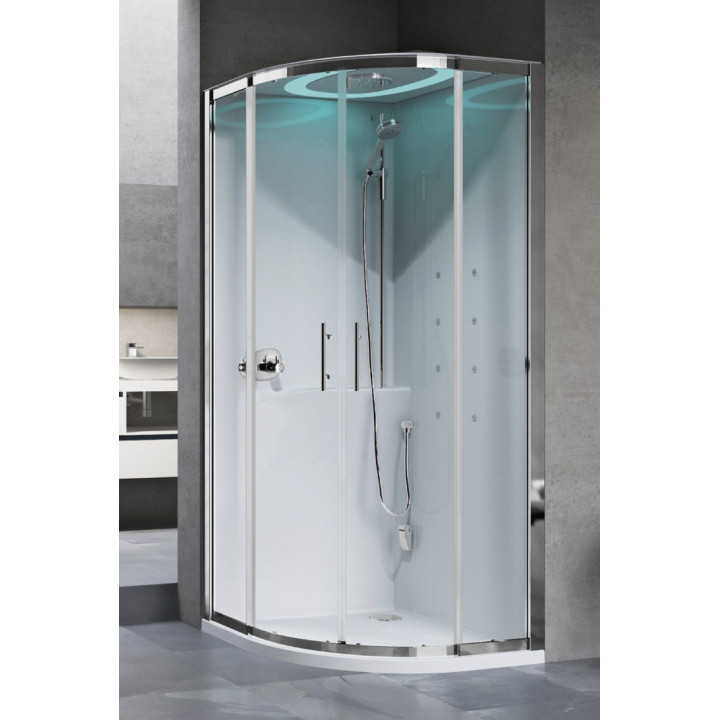 Kabina Novellini EON masażowo-parowa, 90x90 cm, profil srebrny, szkło z powłoką Crystal Clear- sanitbuy.pl