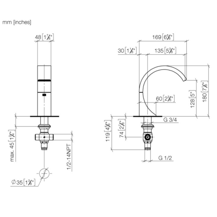 Wylewka umywalkowa Dornbracht CYO, stojąca, zasięg 167mm, chrom