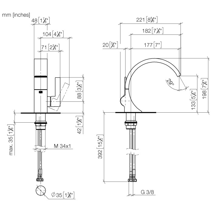 Bateria umywalkowa 2-otworowa Dornbracht CYO, stojąca, zasięg 167mm, chrom