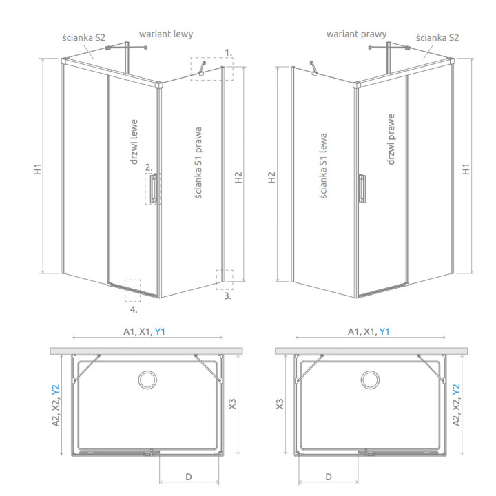 Front do kabiny prysznicowej Radaway Idea Black KDS 160, drzwi prawe, szkło przejrzyste, 1600x2005mm, profil czarny