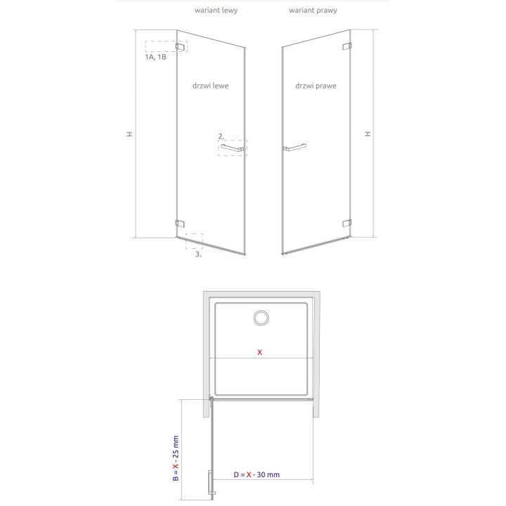 Drzwi prysznicowe do wnęki Radaway Idea Gold DWJ, lewe, 140cm, przesuwne, szkło przejrzyste, profil złoty