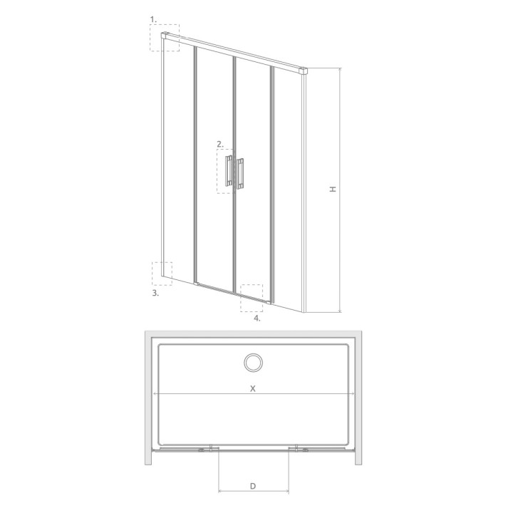 Drzwi prysznicowe do wnęki Radaway Idea Gold DWJ, prawe, 160cm, przesuwne, szkło przejrzyste, profil złoty