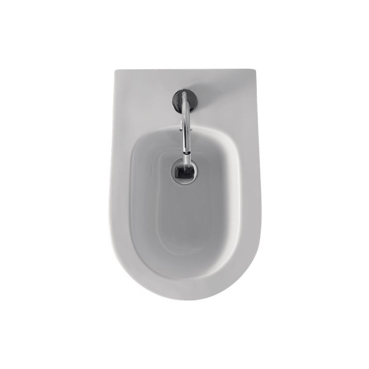 Bidet wiszący Kerasan Aquatech, 55x36,5cm, z przelewem, otwór na baterię, biały