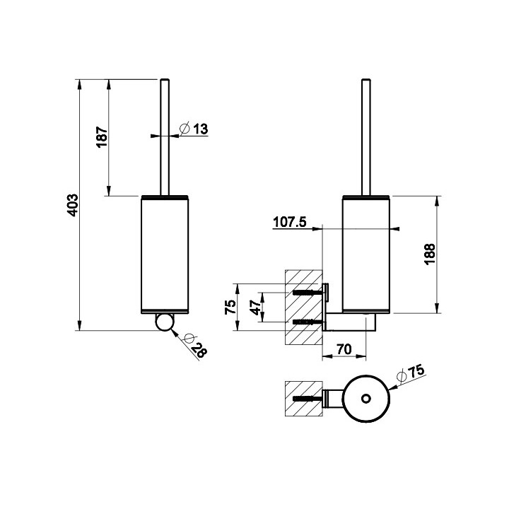 Dozownik mydła w płynie Gessi 316, ścienny, czarny, wykończenie stal szczotkowana