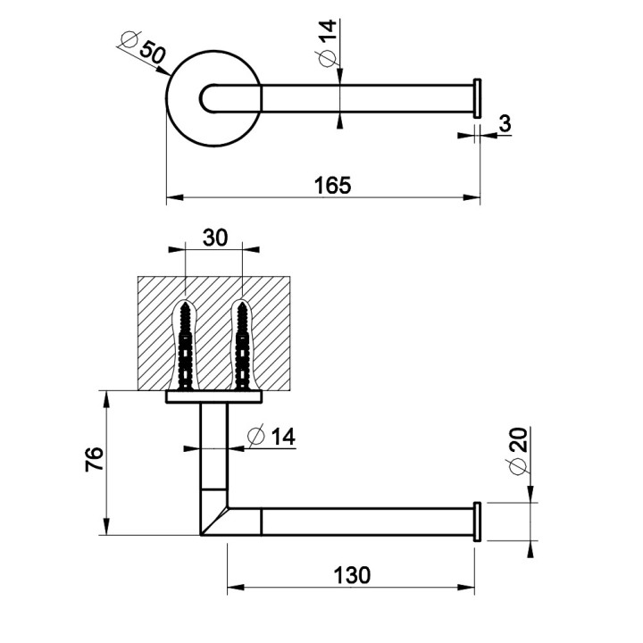 Uchwyt na papier Gessi Anello, ścienny, bez pokrywy, warm bronze brushed PVD