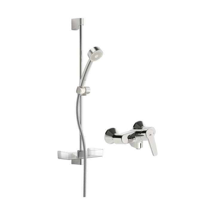 Bateria natryskowa Oras Saga, natynkowa, jednouchwytowa, chrom