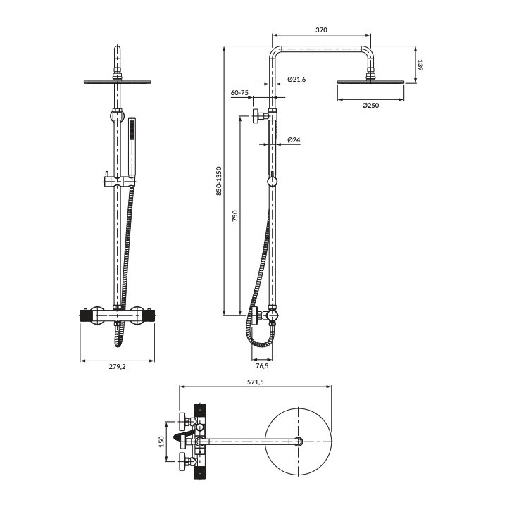 Termostatyczny system natryskowy Omnires Contour