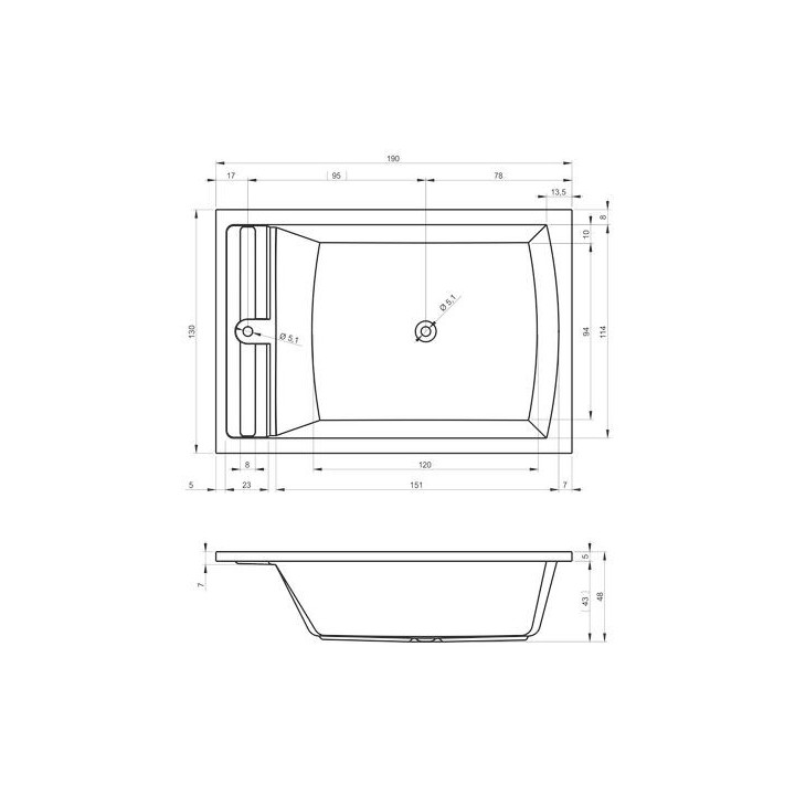 Wanna prostokątna Riho Savona, 190x130cm, akryl, biały połysk