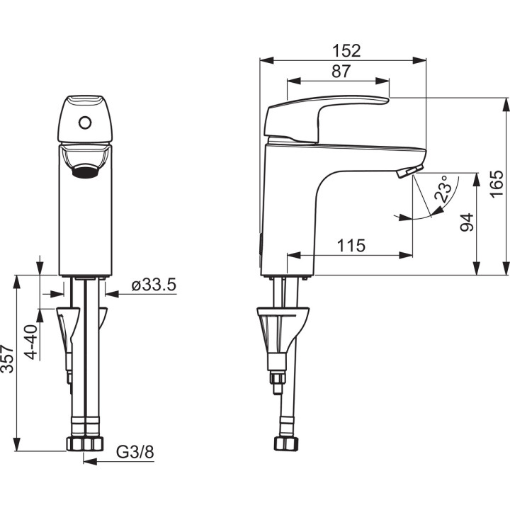 Bateria umywalkowa Oras Safira, stojąca, wysokość 146mm, wylewka 107mm, chrom