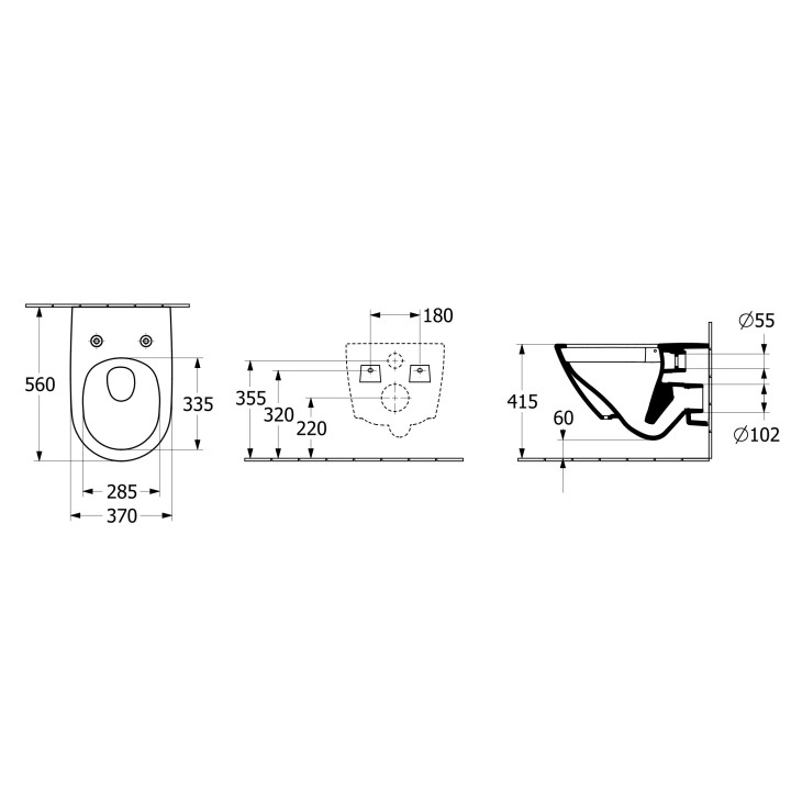 Miska wisząca WC Villeroy&Boch Subway 3.0, 56x37cm, bez kołnierza, TwistFlush, Weiss Alpin