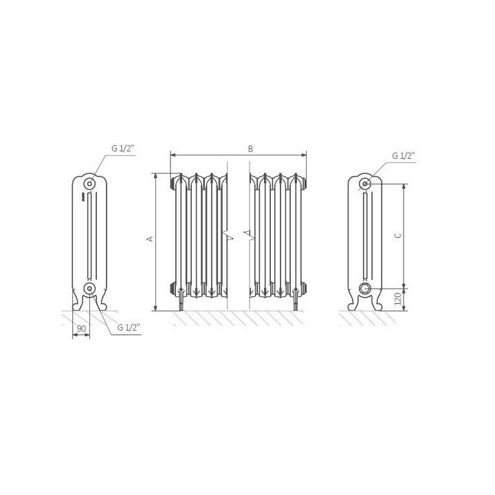 Grzejnik Terma Angus Horizontal 60x162 cm - biały/ kolor