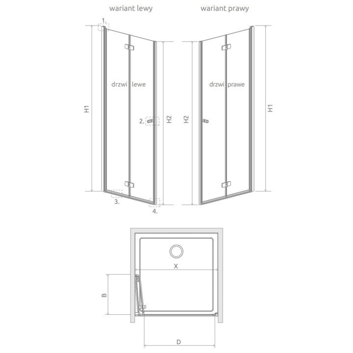 Drzwi prysznicowe do wnęki Radaway Essenza New DWB 80, lewe, 800x2020mm, profil chrom