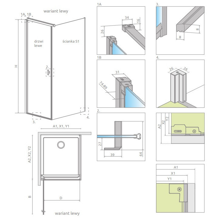 Kabina prysznicowa Radaway Modo X I 120, przejrzysta, 1180x2000mm