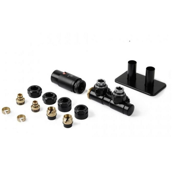 Zestaw zintegrowany termostatyczny kątowy Terma Twins All In One, lewy - biały połysk