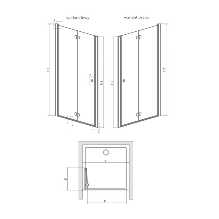 Drzwi prysznicowe do wnęki Radaway Eos DWJS 140, lewe, 1400x1950mm, profil chrom