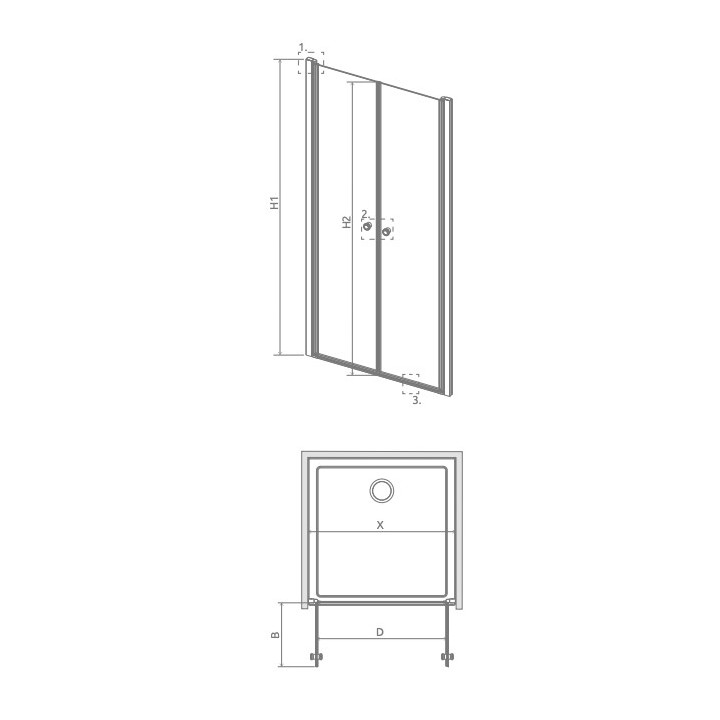 Drzwi prysznicowe do wnęki Radaway Eos DWB 80, lewe, 800x1970mm, składane, profil chrom
