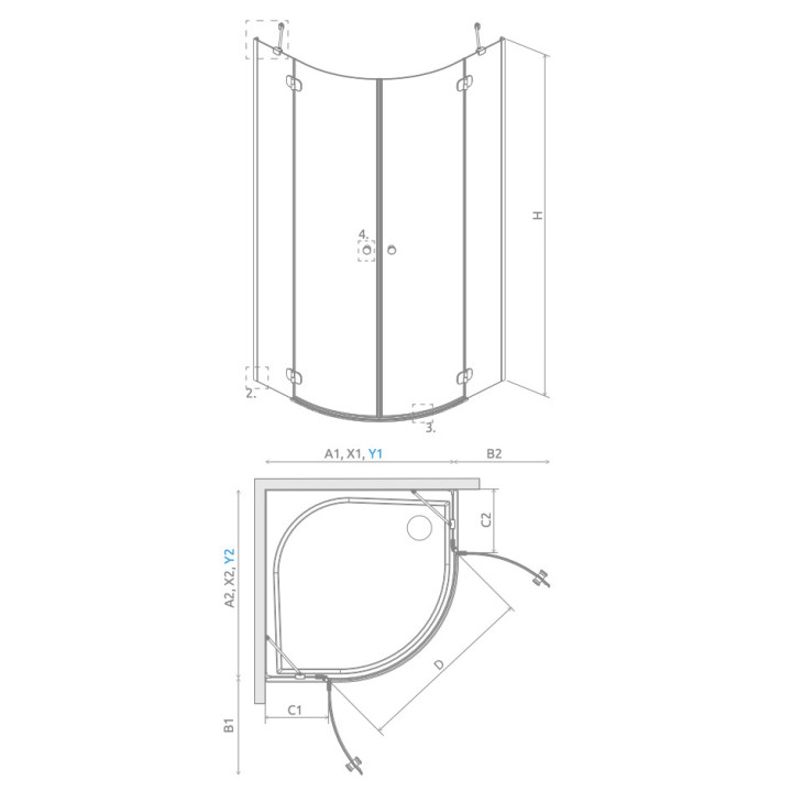 Półokrągła kabina prysznicowa Radaway Idea Black PDD, 80x80cm, drzwi rozsuwane, szkło przejrzyste, profil czarny