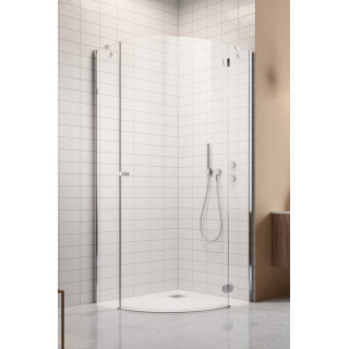 Półokrągła kabina prysznicowa Radaway Torrenta PDJ, 80x80cm, lewa, szkło przejrzyste, profil chrom