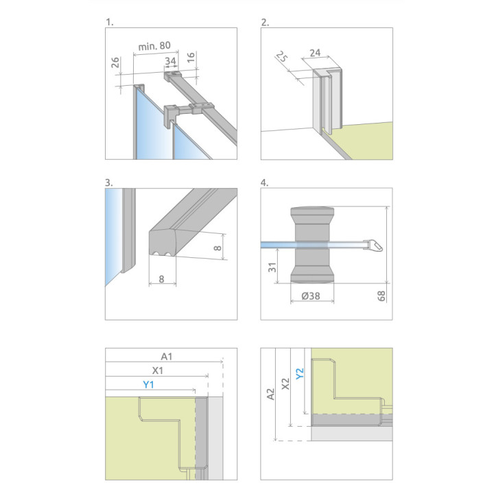 Ścianka boczna S1 Radaway Nes 8 Black KDJ I Factory 100, czarny wzór, 1000x2000mm